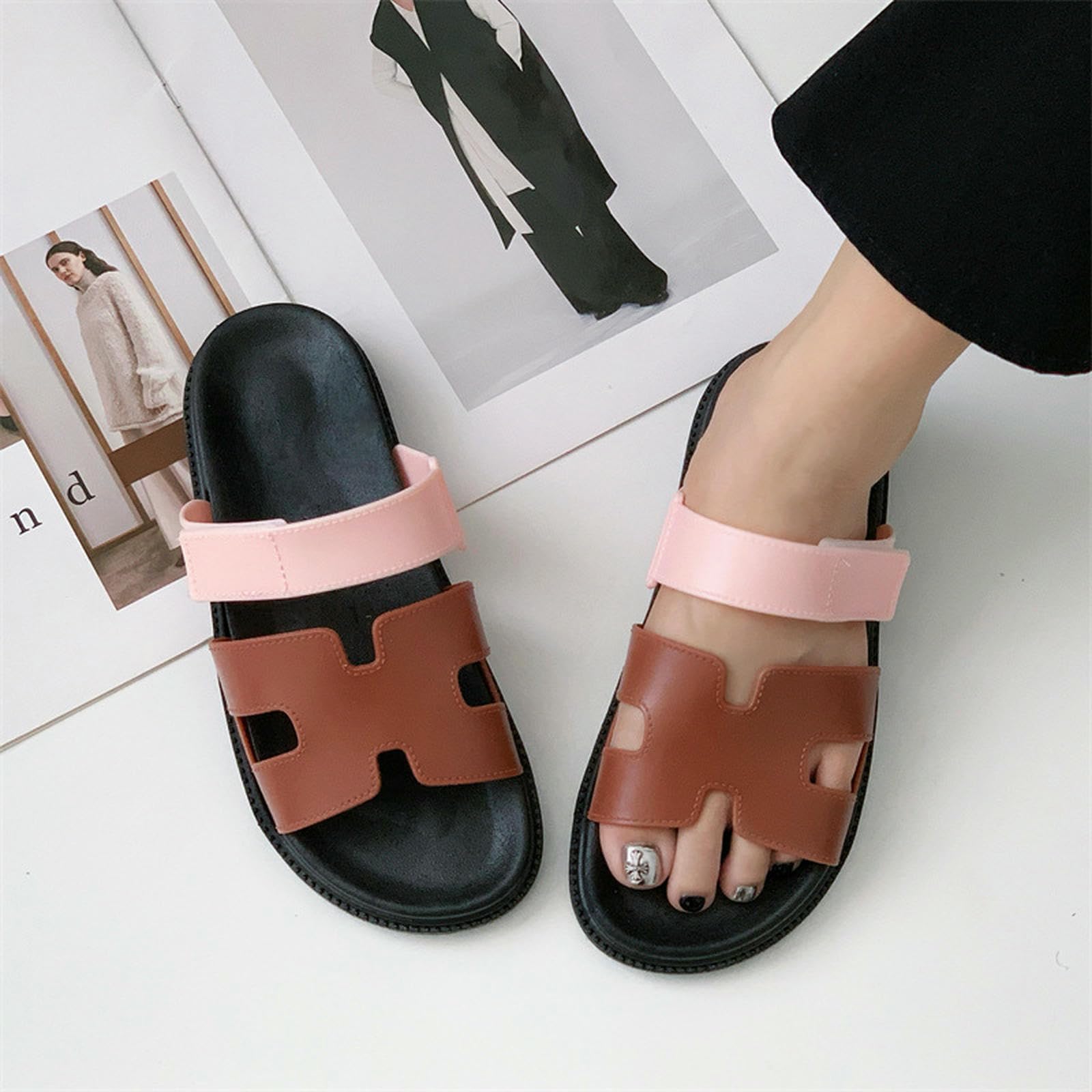 Sandali alla Moda da Donna per Vacanze al Mare, attività All'aperto, Spostamenti A Casa E Comfort Casual-nero-40 41
