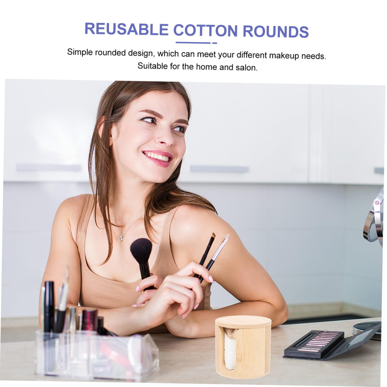 WOONEKY Discos Desmaquillantes Reutilizables de Algodón Forma Redondeada para Limpieza Facial Cómoda en Casa o Salón, Material Sintético