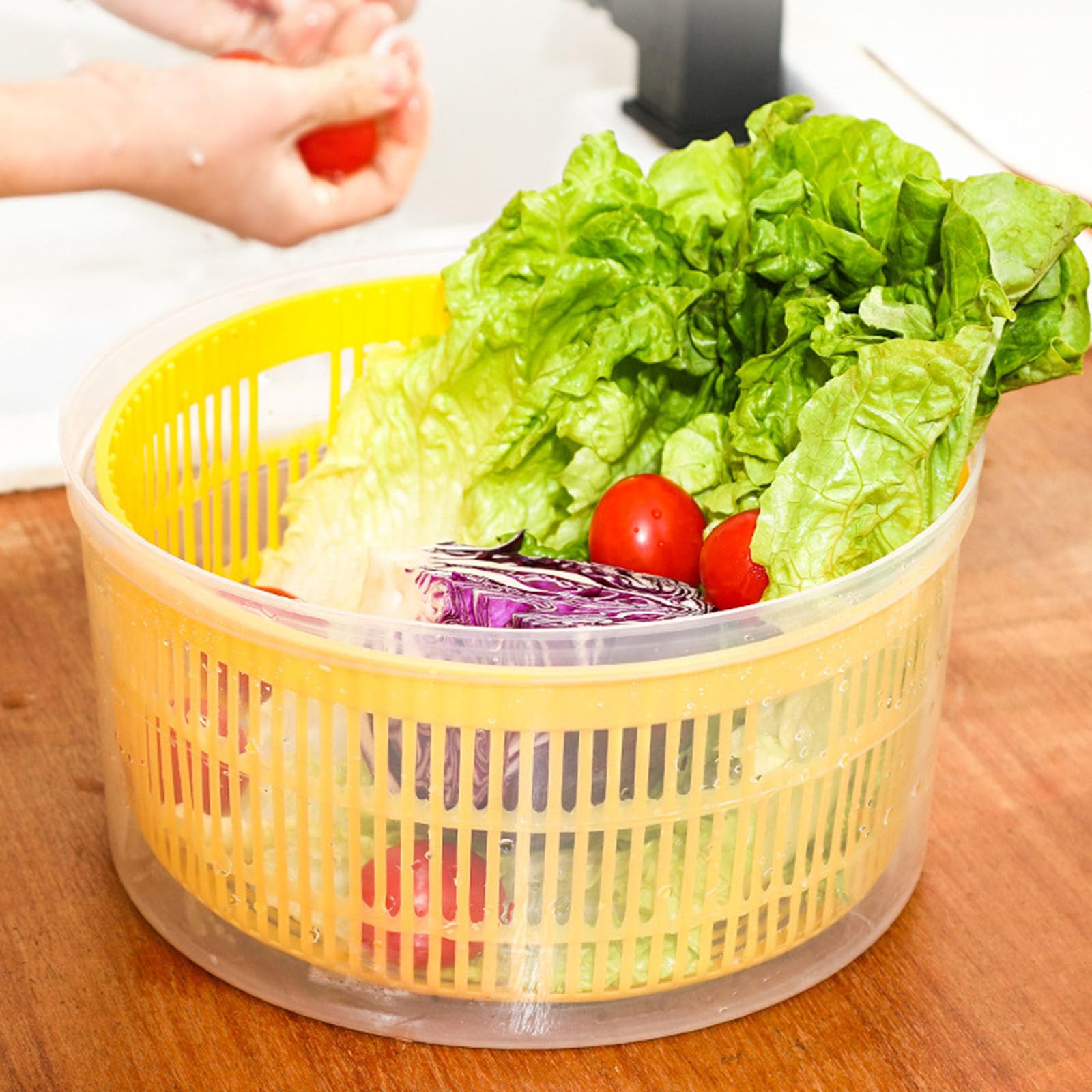 Centrifuga Insalata Elettrica 3l in Pp, Cestello Drenante Blu | Frutta e Verdura, Design Drenante Funzione di Raccolta, per Altre Occasioni e Hotel Dining
