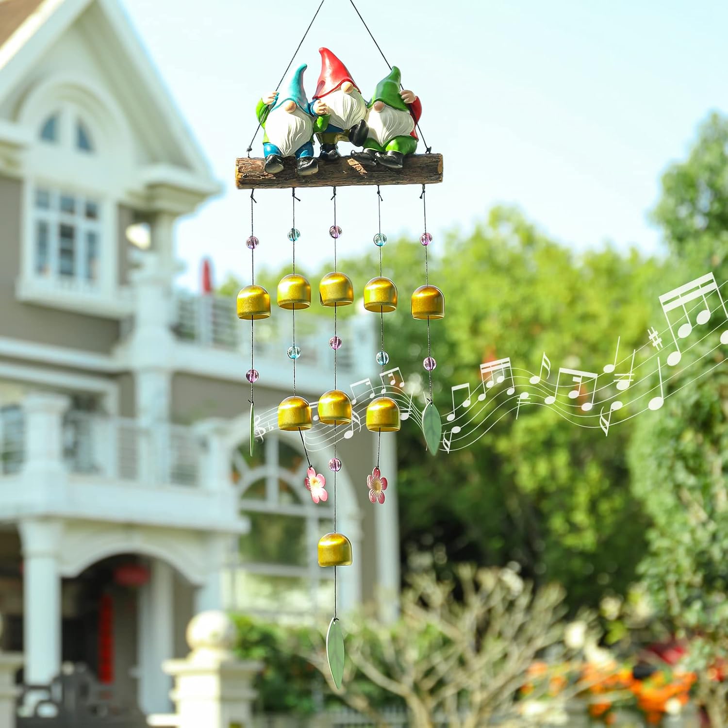 Taman Wind Chime for Outside - 29" Gnomes Windchime Valentine's Day Gift for Outdoor Decorative Metal Bronze Mobile Wind Chime Memorial Sympathy Gift for Home, Outdoor, Yard, Patio,Garden Decor