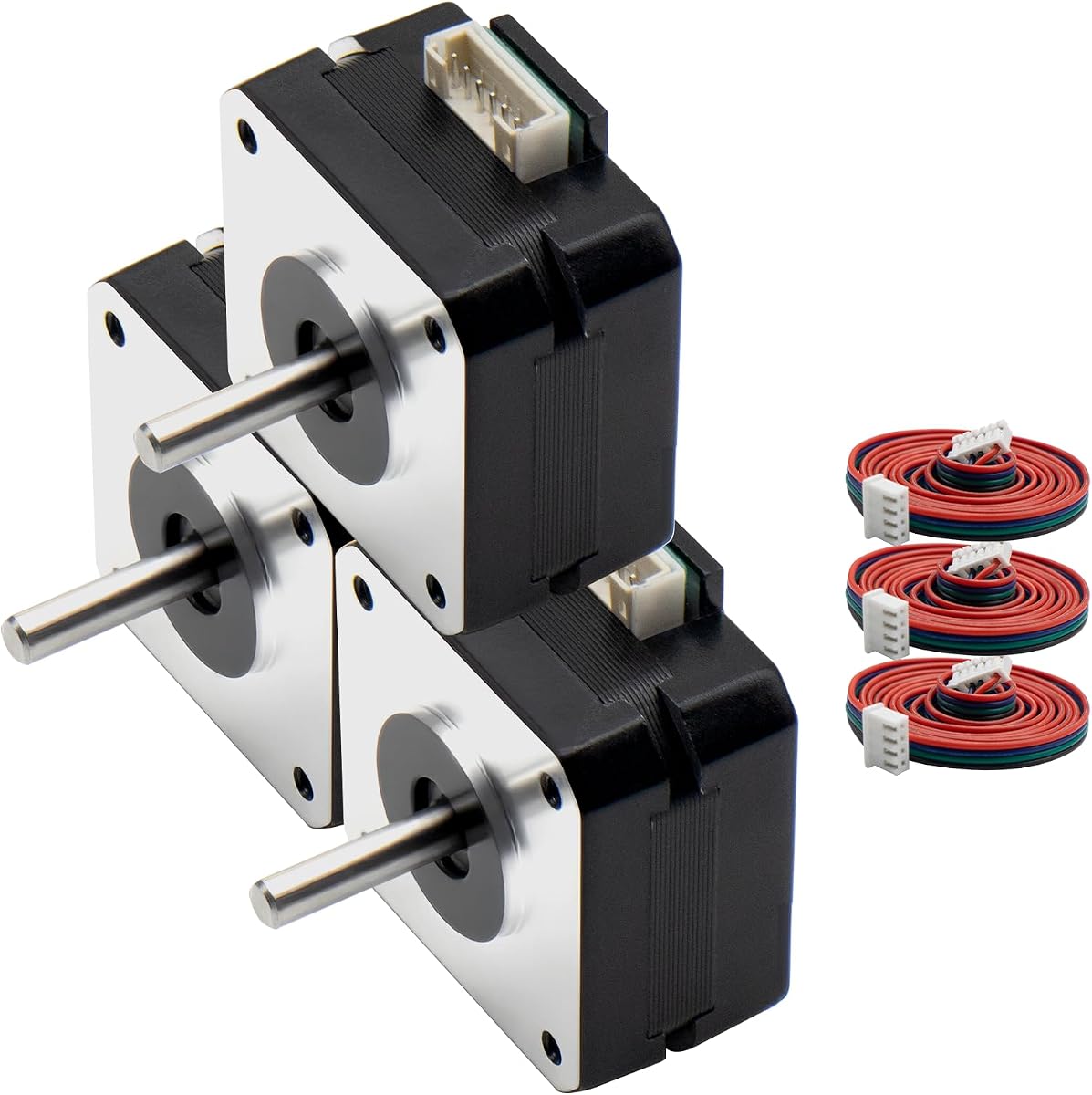 MAKERELE 3PC Nema 17 Stepper Motor Bipolar 1.3A, 23mm Body(3pcs) | 15.5Ncm(21oz.in) Torque, 1.8°Degree, 4-Lead with 1m Cable and Connector for DIY 3D Printing and CNC Applications