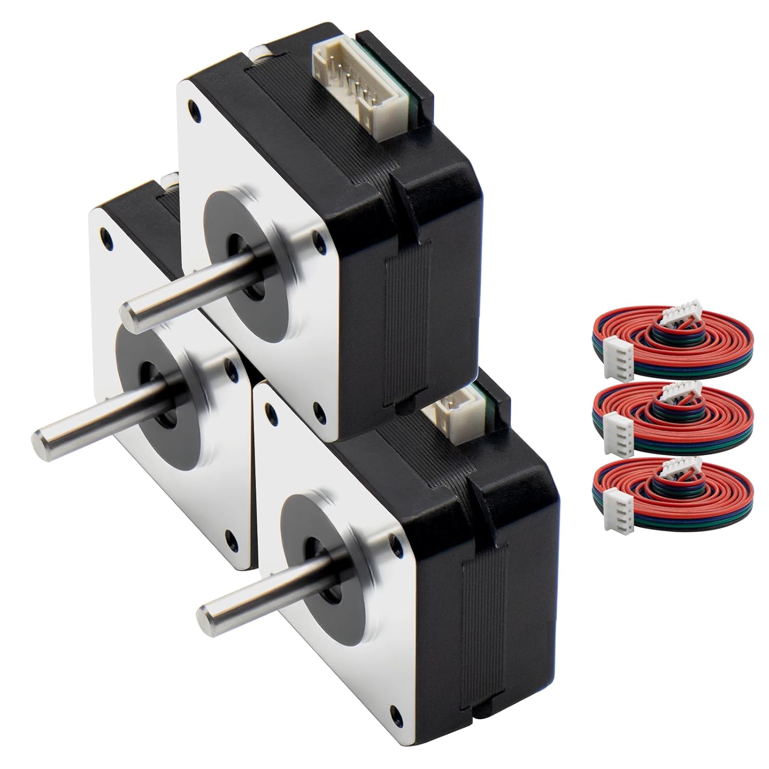 MAKERELE 3PC Nema 17 Stepper Motor Bipolar 1.3A, 23mm Body, 15.5Ncm(21oz.in) Torque, 1.8°Degree, 4-Lead with 1m Cable and Connector for DIY 3D Printing and CNC Applications