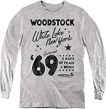 Popfunk Woodstock Guitar Location Youth Long Sleeve T Shirt, Athletic Heather, X-Large