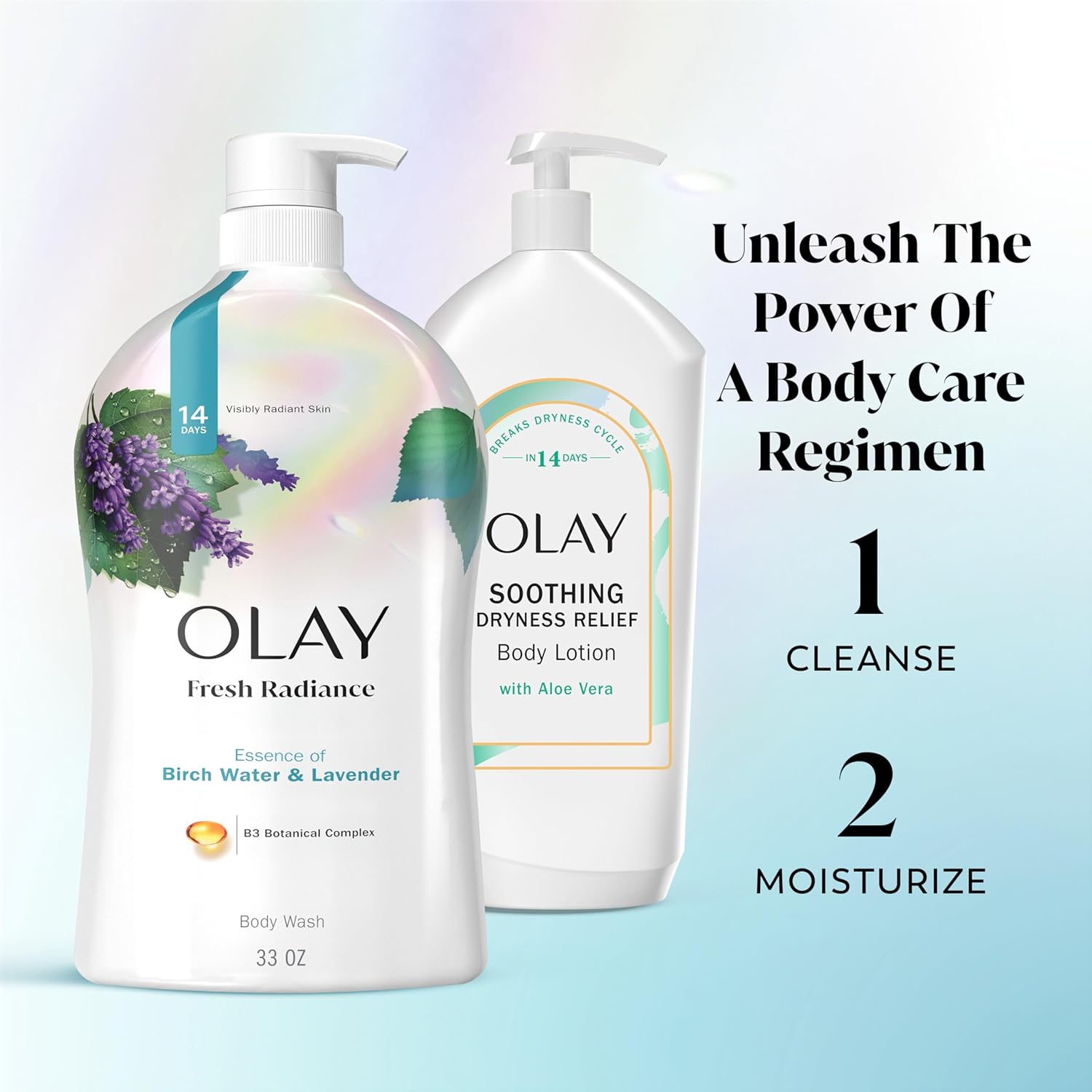 Olay Body Wash for Women, Fresh Radiance, Refreshing & Renewing, Made with Plant Based Cleansers, B3 Botanical Complex, For All Skin Types, Birch Water & Lavender Scent, 33 fl oz (Pack of 4) - Image 9
