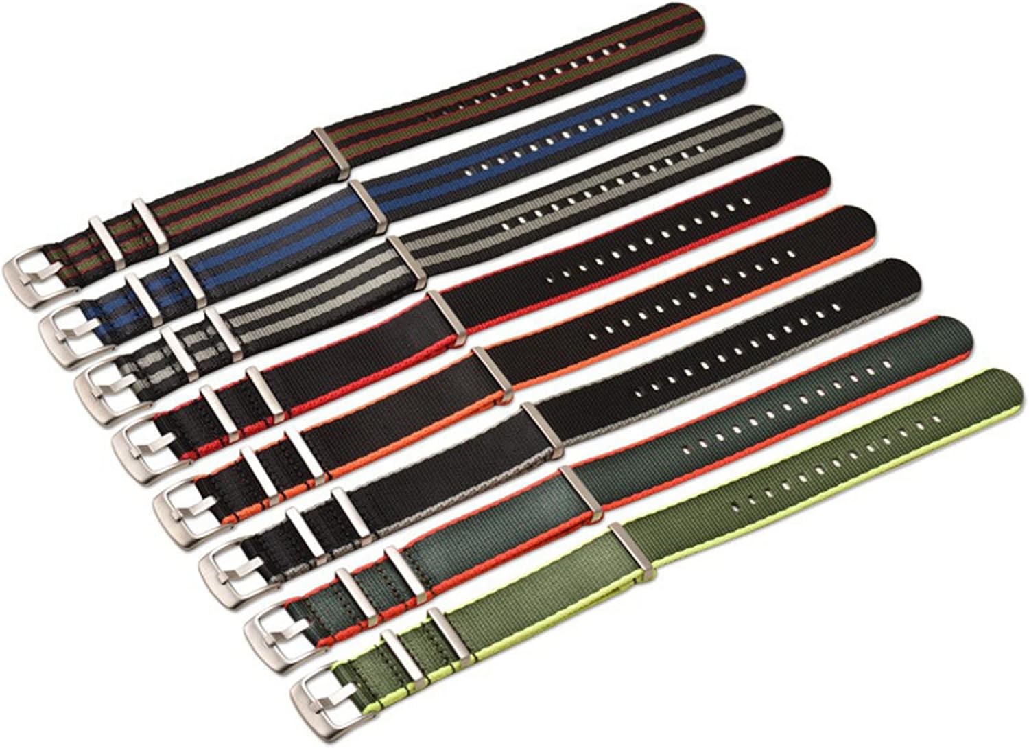 Bracelet Montre Nylon Style OTAN - 18mm 20mm 22mm 24mm - Noir, Vert, Bleu, Rouge, Orange, Beige - Militaire