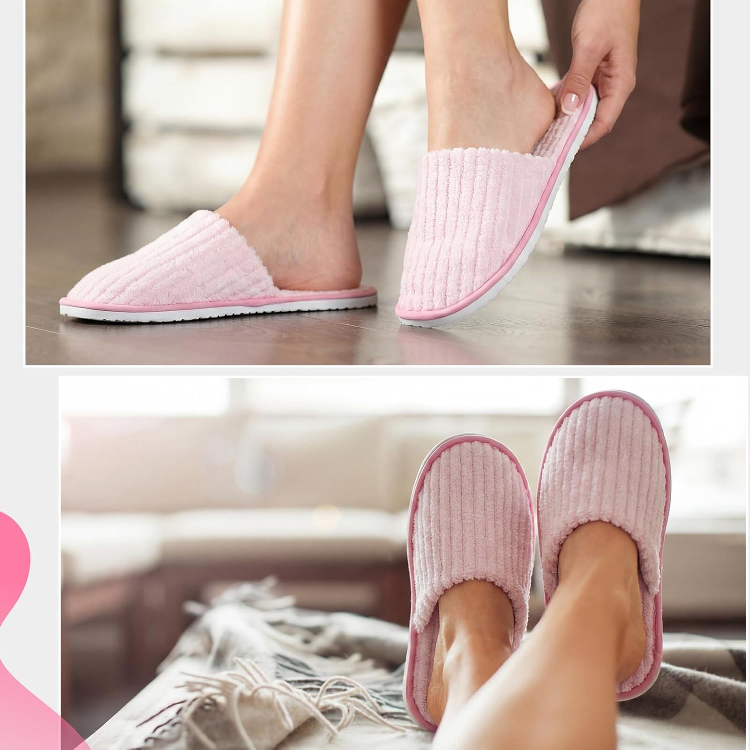 Zhehao 10 Pairs House Slipper for Guest Disposable Slippers Bulk for Travel Non Slip Washable Reusable Women Men Soft Cotton Spa Hotel House Slipper for Wedding Party Home Indoor