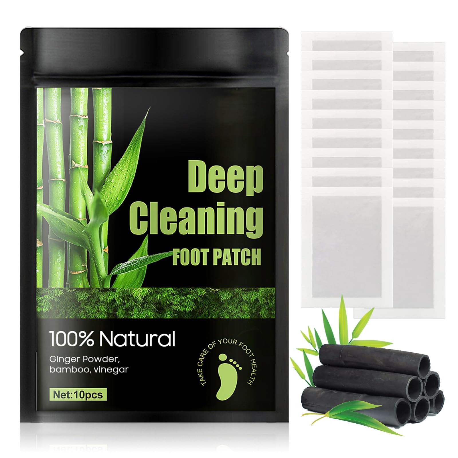 NALACAL 20 PCS Detox Foot Patches, Cleansing Foot Patches for Better Sleep and Stress Relief | Bamboo Patches with Natural Bamboo Vinegar and Ginger Powder Premium Ingredients for Foot and Body Care