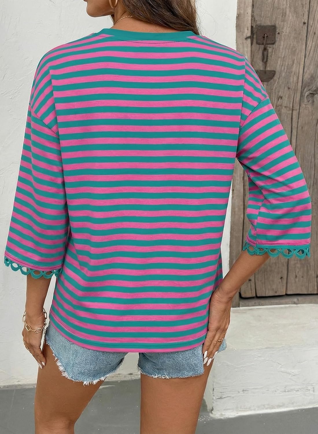 Dokotoo Sweatshirt for Women Long Sleeve Striped Oversized Sweatshirts Casual Crewneck Pullover Top 2026 Summer Outfits - Image 3