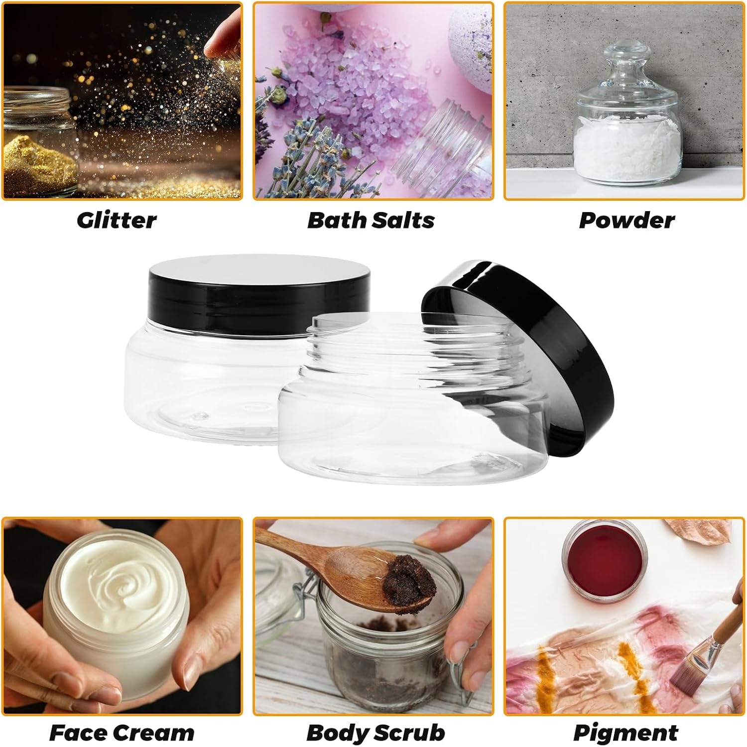 30 PCS 5 Oz Clear Plastic Jars with Lids Body Scrub Containers with Lid Round Sugar Scrub Jars Empty Refillable Cosmetic Jars 5 Oz Lotion Containers with Lids for DIY Creams, Makeup, Slime