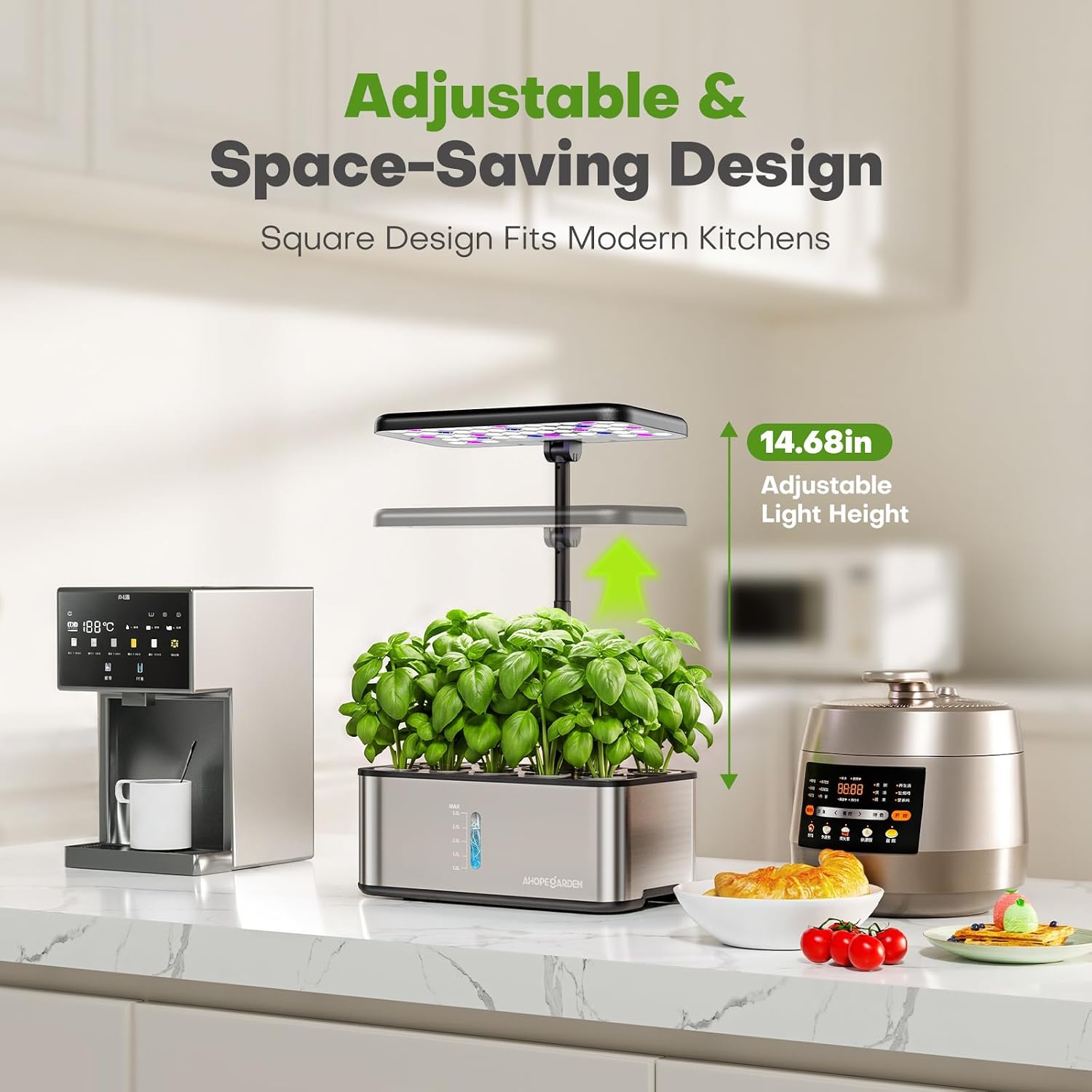Ahopegarden Hydroponics Growing System: 10 Pods Stainless Steel Garden