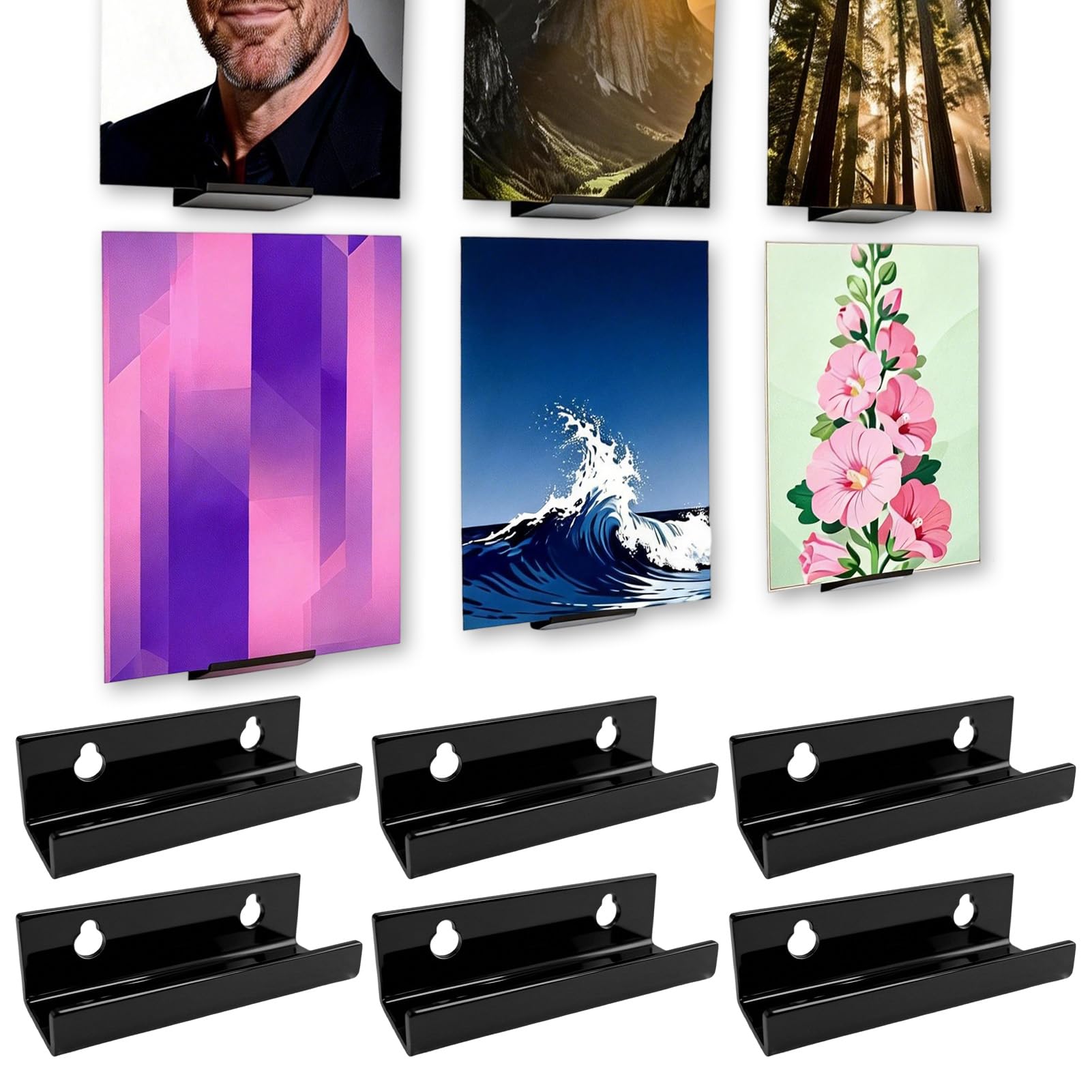 6PCS Vinyl Wall Mount Record Shelf for Albums LP Minimalist Record Wall Mount Storage Rack Minimalist Record Storage Set for CD Display in Office Home Music Room Decor Easy to Install Black