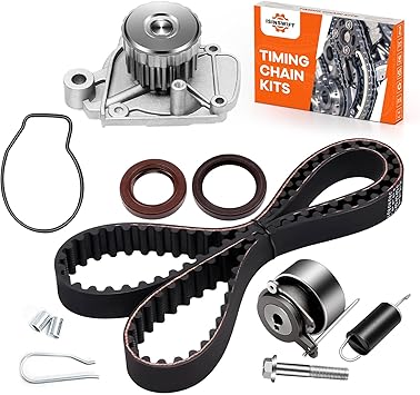 Engine Timing Belt Kit with Water Pump Compatible with Honda Civic DX LX EX HX GX 1.7L L4 16V 2001-2005 Replace# TCK312, TB312K1, 95312K1, GTK0312, TBK220