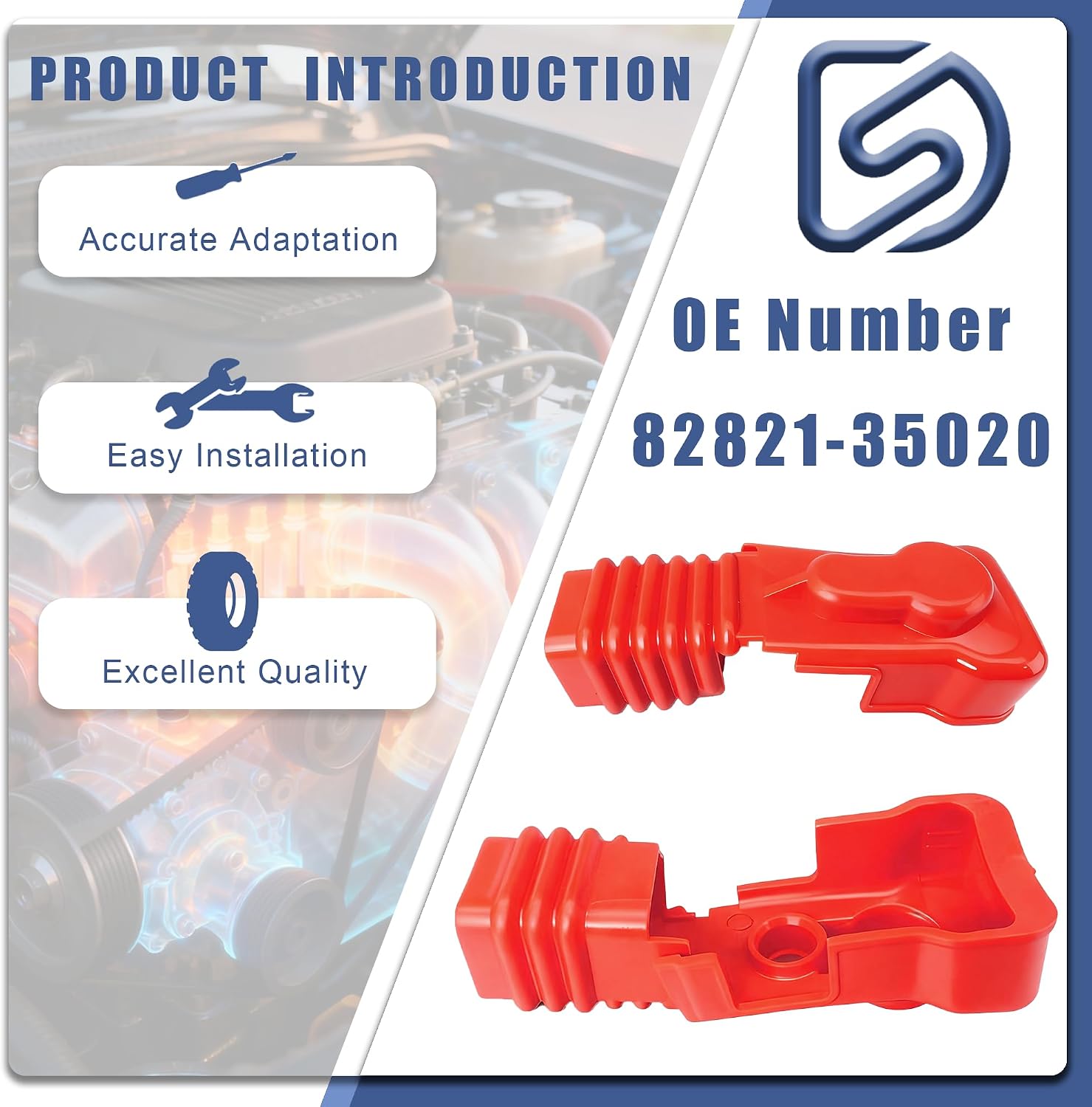 82821-35020 Red Rubber Protective Sleeve for Positive Battery Terminal Cover Compatible With Toyota 4Runner 1990-2009 FJ Cruiser 2007-2014 Pickup 1990-1995 Sequoia T100 Tacoma Tundra 2000-2006