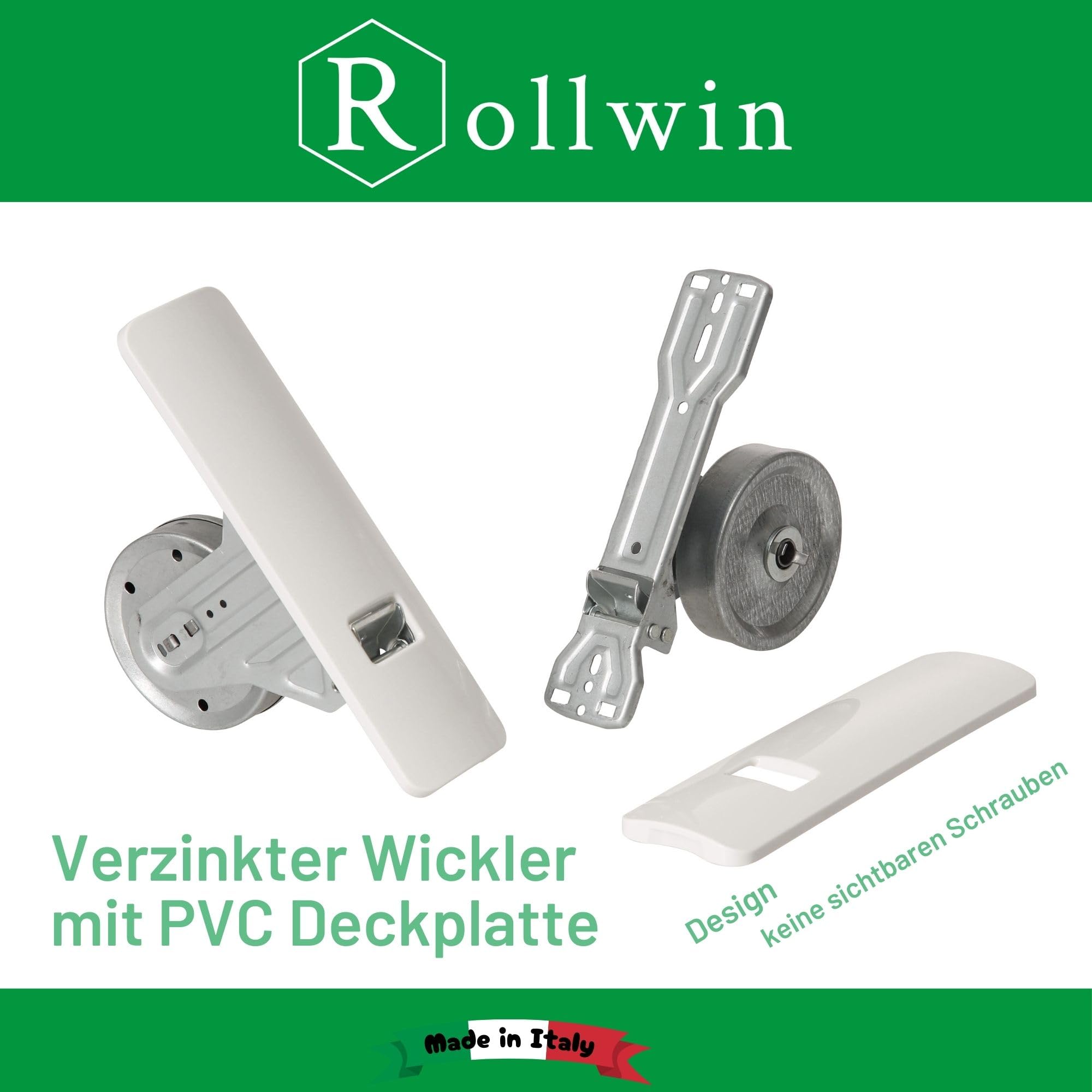10x Gurtwickler Unterputz 165–185mm inkl. 10x 7m Gurt – Rolladen Gurtwickler Unterputz Weiß für 23mm Rolladengurt – Einlasswickler aus Italien – Rolladenwickler Rollo Aufwickler Rolloband