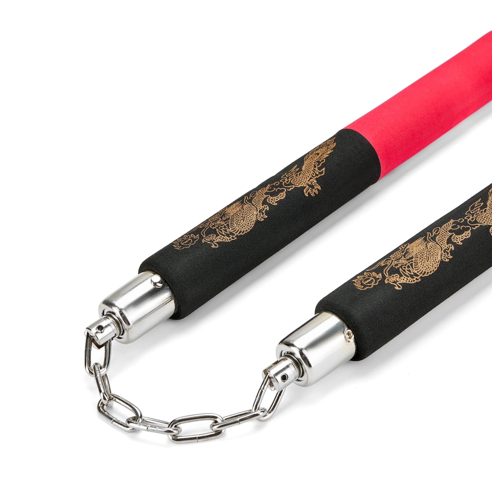 Playwell Nunchakus de Espuma con Cadena - Medio Negro/Medio Red Dragon