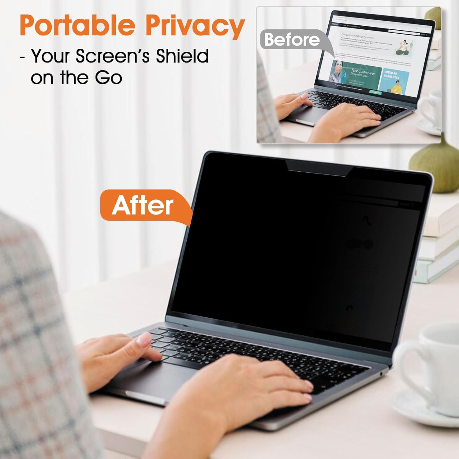 Magnetic Laptop Privacy Screen 16 Inch 16:10 Display- Removable Anti-Glare Blue Light Filter, Computer Privacy Screen Shield, Not for 16.1'' Laptops