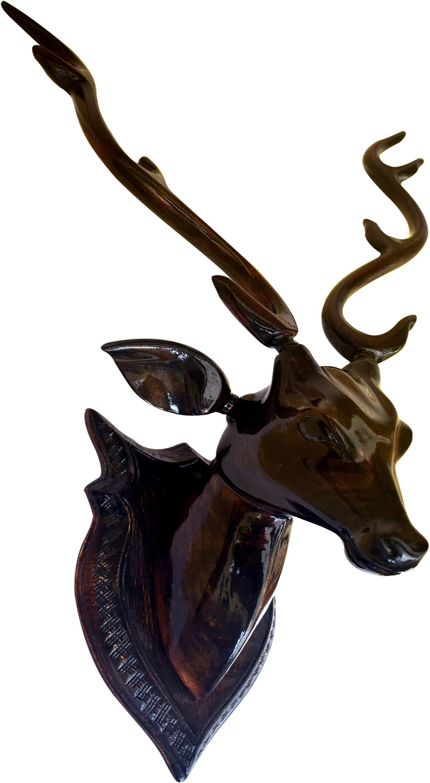 Rustic Deer Head Wall Decor - Handmade Wooden Showpiece -8