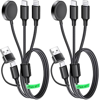 Multi Charging Cable for Apple Watch Charger 2Pack 4ft for Multiple Devices
