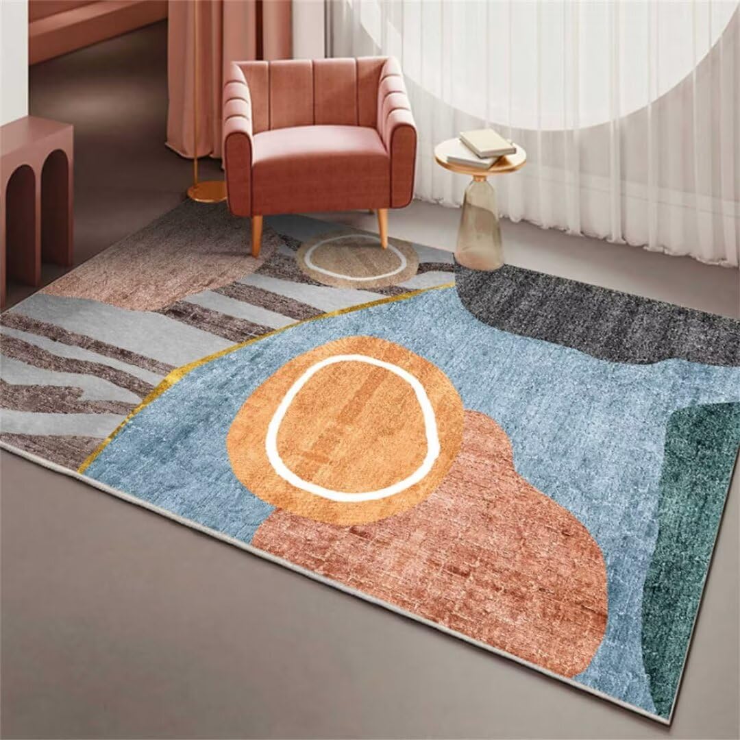 Tapis de chambre bleu 50x80cm lavable en machine pour salon et bureau
