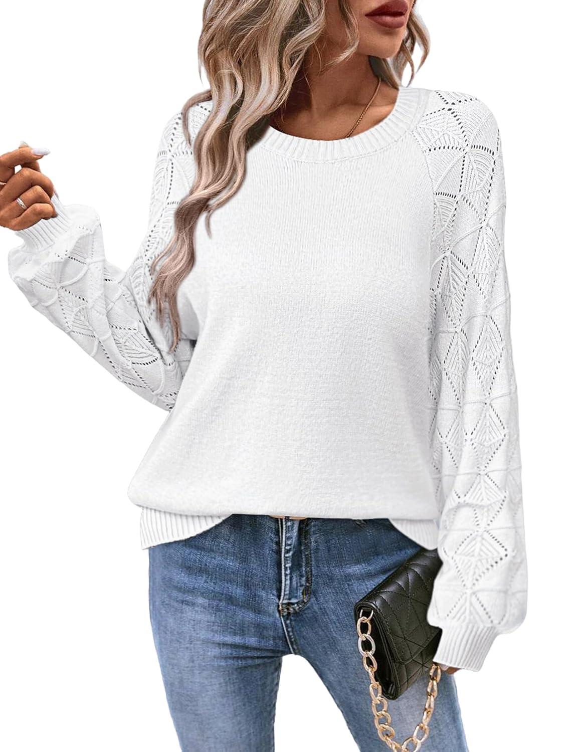 Zeagoo Womens Sweaters 2026 Long Sleeve Crew Neck Lightweight Pullover Knitted Cute Fall Fashion Tops