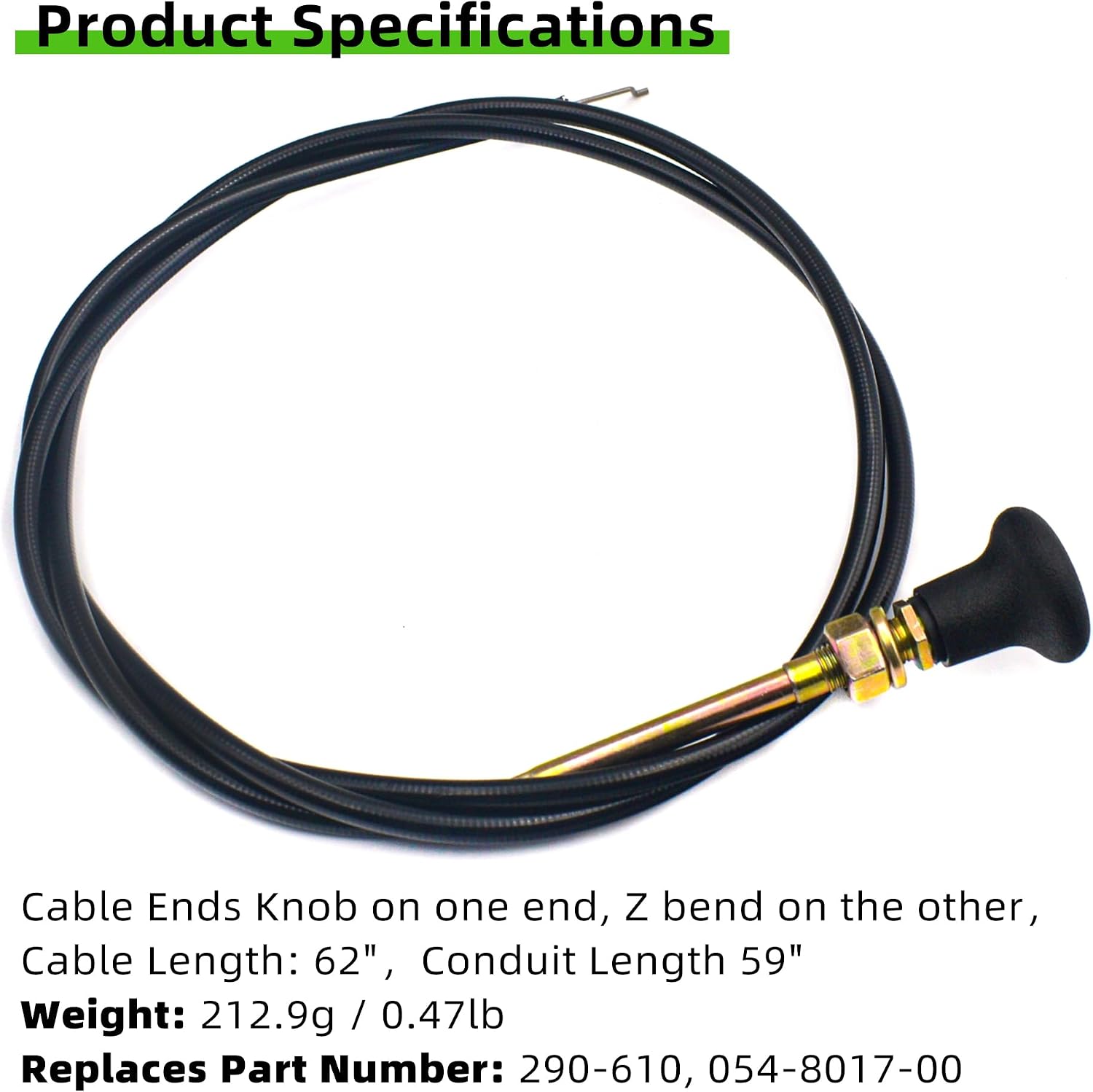 290-610 Choke Cable Replacement for Bad Boy MZ Magnum/CZT/CZT Elite, Compatible with Maverick Zero-Turn Mowers, Replaces OEM# 054-8017-00