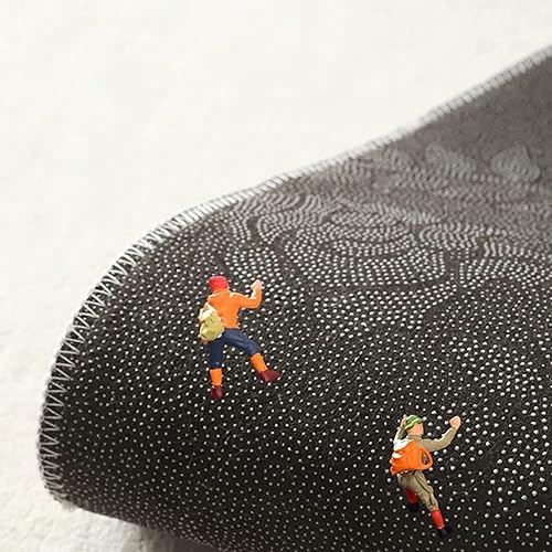 Miniatura 3 de Alfombra moderna artística tradicional única para oficina en casa, sala de estar, dormitorio, cocina, tinta abstracta y lavado negro, gris y dorado,