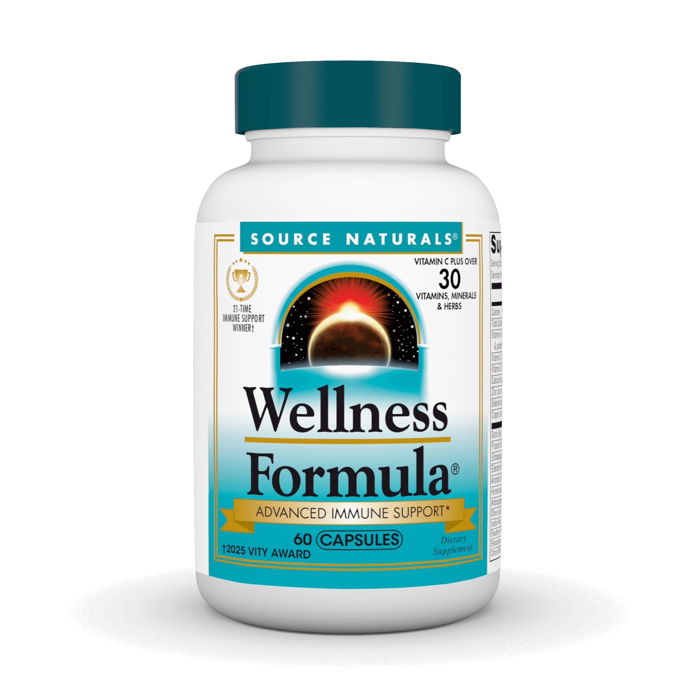 Source Naturals Wellness Formula Bio-Aligned Vitamins & Herbal Defense for Immune System Support - Dietary Supplement & Immunity Booster - 60 Capsules