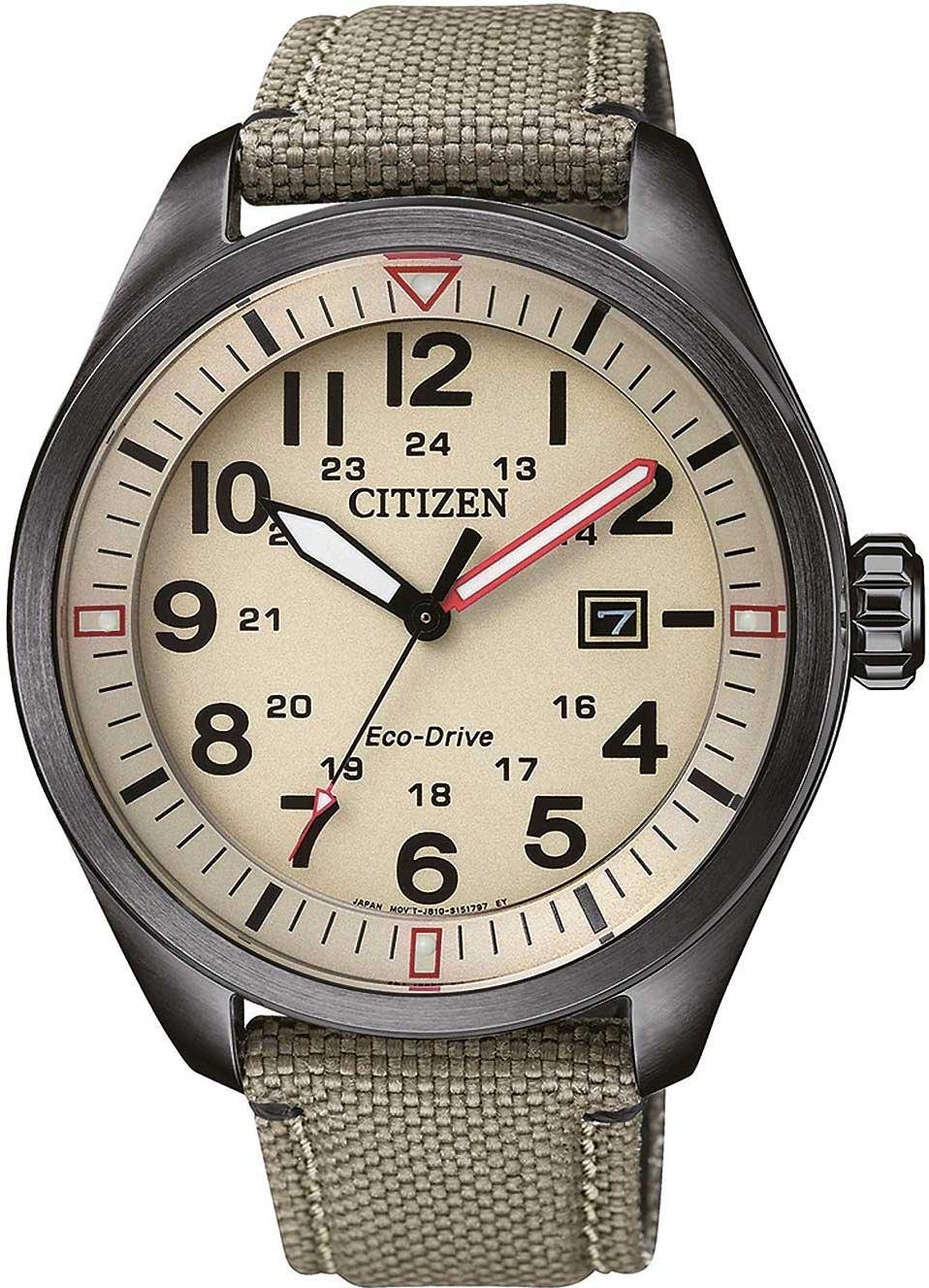 Citizen Herren-Armbanduhr Analog Quarz Textil AW5005-12X, Khaki