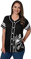 Vista 4 de Disney Mickey Mouse Stitch Jack Skellington - Camiseta para mujer, con botones frontales, talla grande