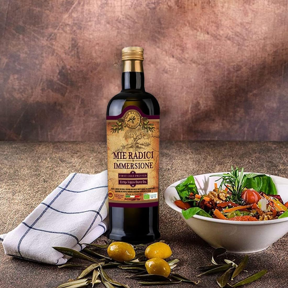 Mie Radici Immessione D.O.P.Certified, Organic - First Cold Pressed Extra Virgin Olive Oil | Made From Superior Sicilian Olives | Unfiltered Fruity Flavors - High in Polyphenols & Antioxidant (500ml) - Image 4