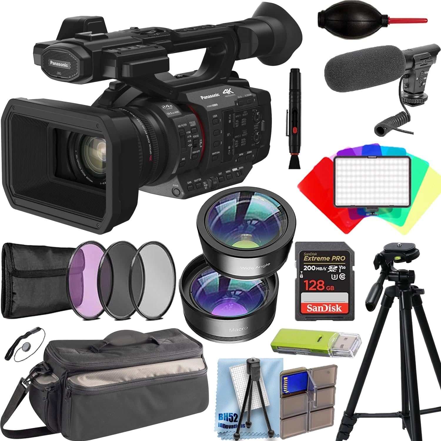 Panasonic HC-X2 4K Camcorder with Lens Filters+128GB PRO Memory+120LED+Microphone+Tripod+Camcorder Case+Deluxe Accessory Bundle