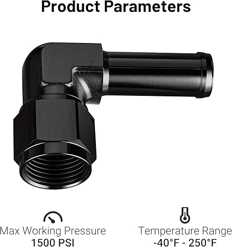 Vista 96 de EVIL ENERGY 8AN hembra a manguera de púas de 1/2 pulgada giratoria de 45 grados