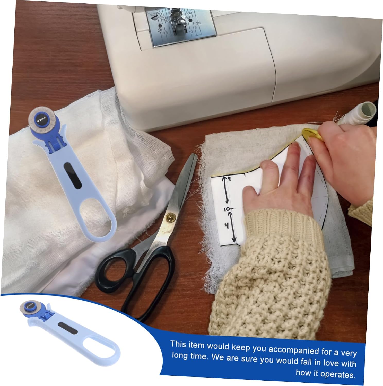 Veemoon 1pc Sky- Rotary Cutter for Cloth Patches Cloth Material Cutting Wheel Tailor Clipper for Easy Cutting for Sewing and Crafts