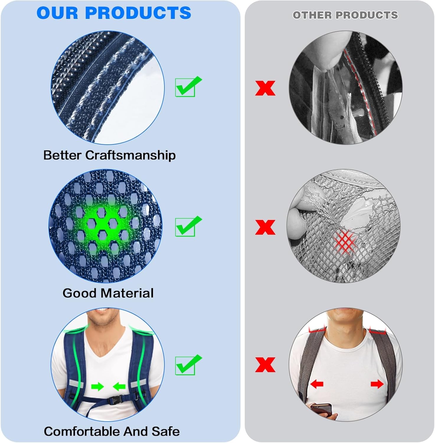 Clear Backpack, Heavy Duty Transparent Backpack with Reinforced Bottom See Through Bag for College, Travel, Workplace Security - Navy - Image 8