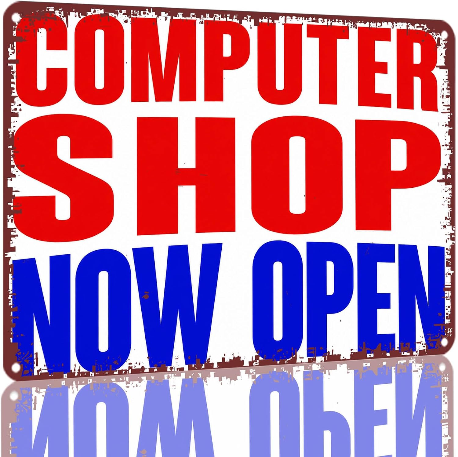 Vintage Retro Computer Shop Now Open Tin Sign 8X12 Inch Aluminum Metal Wall Decor for Garage Cafe Store Shop Wall Decoration for Home Garage Bar Cafe Man Cave Decorative Signs