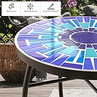 Vista 5 de Mosaic - Mesa auxiliar para exteriores, mesa auxiliar de patio, resistente a la intemperie, 14 pulgadas de diámetro, 21 pulgadas de alto, mesa