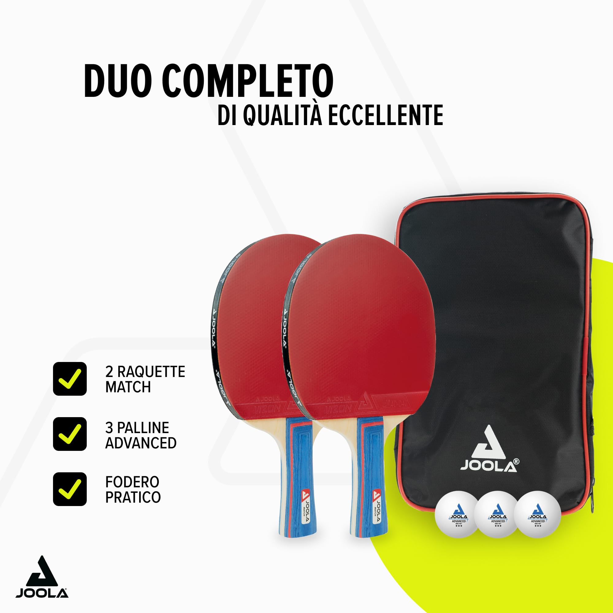 JOOLA Tischtennis Set inklusive Tischtennisschläger, Tischtennisbälle, Tischtennishülle, Tischtennisnetz, ITTF zugelassen
