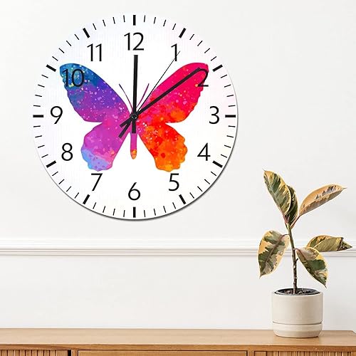 Miniatura 38 de ArogGeld Reloj de pared de PVC con mariposa multicolor, relojes con números para amantes de la mariposa, silencioso, sin tictac, funciona