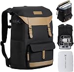 K&F Concept Sacs à dos pour photographes Sac de voyage pour appareil photo trépied Lence Accessoire avec compartiment portable et housse de pluie Sacs multi-fonctionnels pour appareils photo Dslr DSLR Sac avec compartiment pour ordinateur portable 15.6 Poches noires