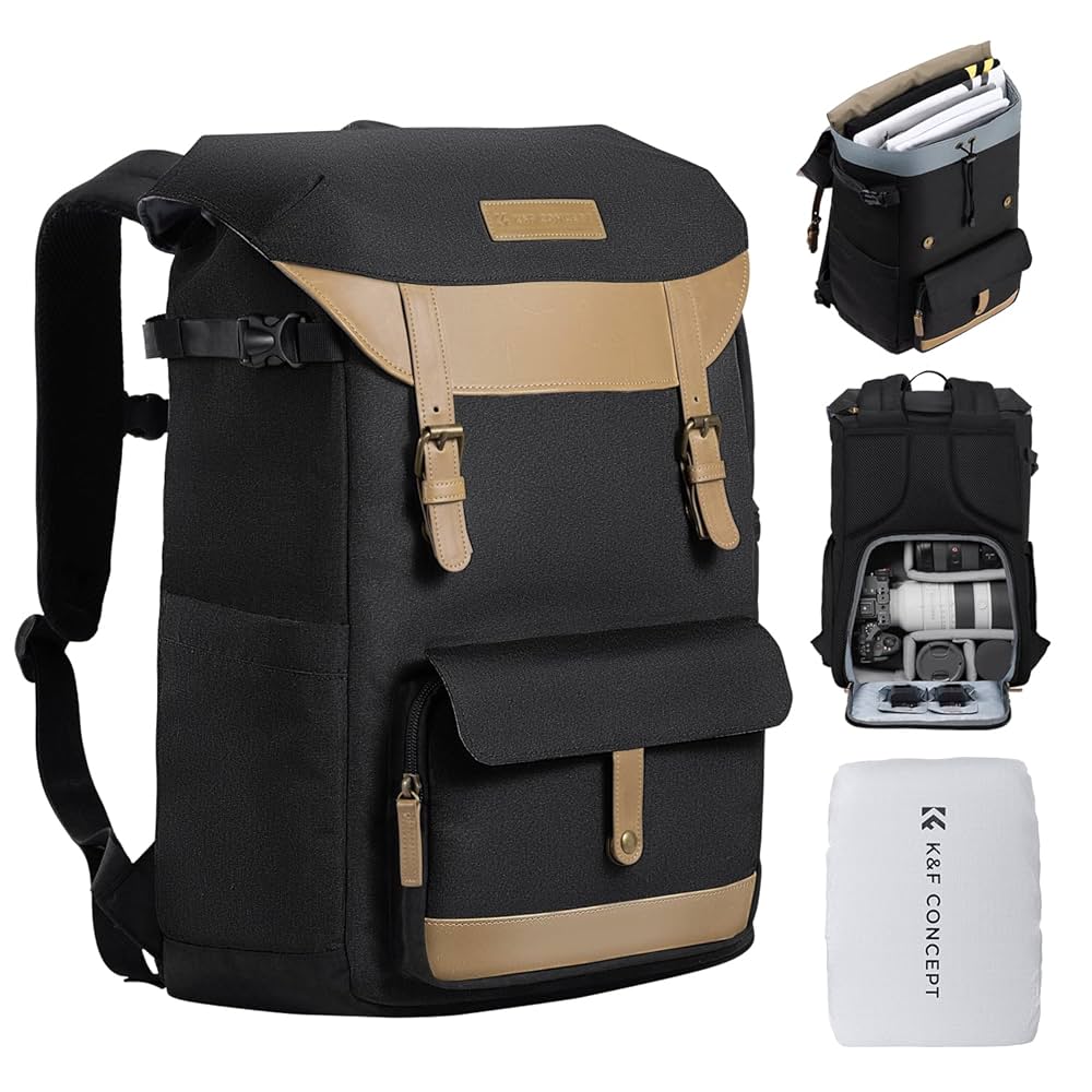 K&Fconcept  カメラ 2気室リュック Amazon.co.jp: K＆F Concept カメラバッグ おしゃれ カメラ