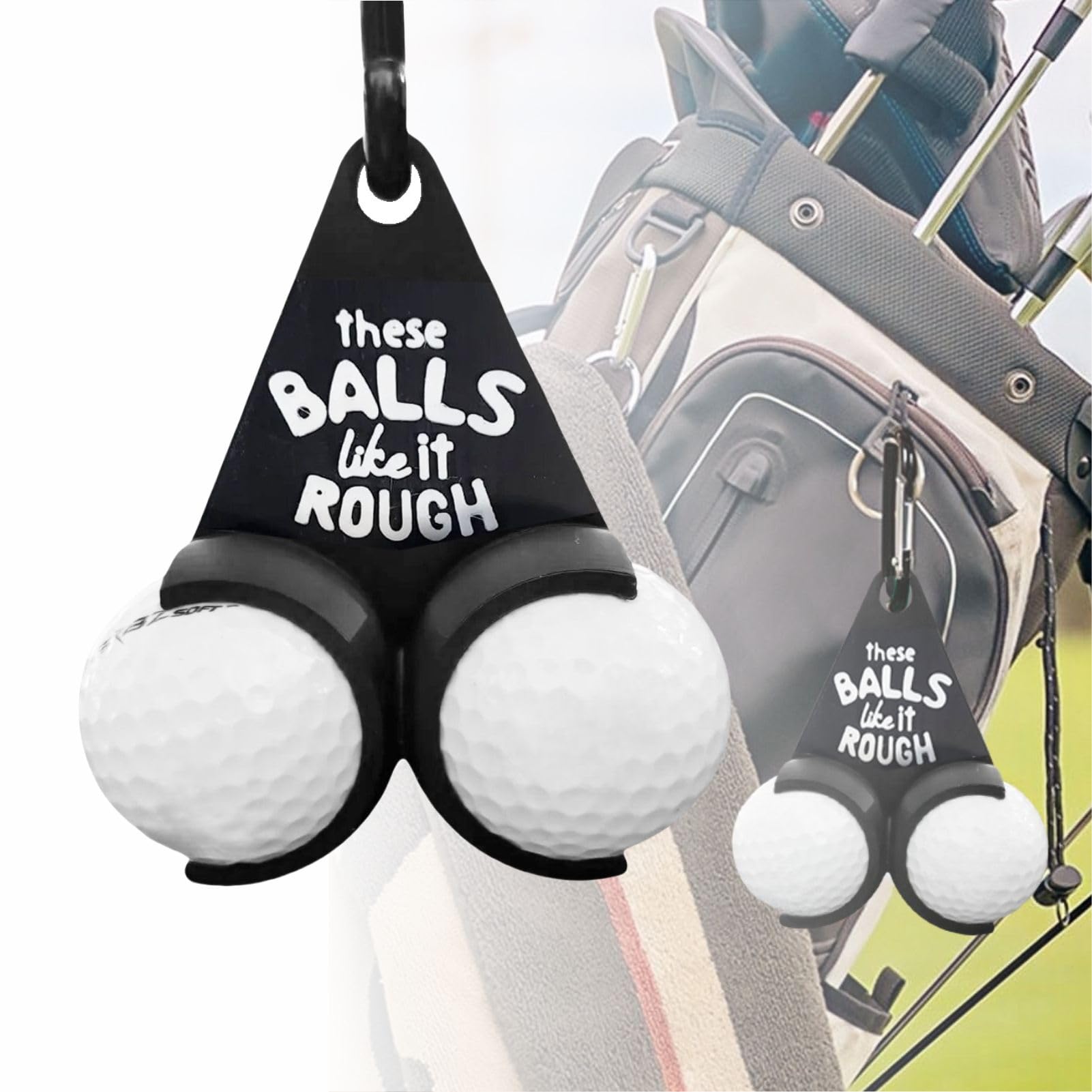asdmm Golf Ball Holder - These Balls Like it Rough 3D Funny Printed with 2 Tee Slots, Quick-Draw Release, 1 Pc