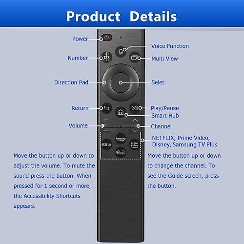 Miniatura 5 de Reemplazo de control remoto de voz para Samsung Smart TV con función de voz, repuesto para Samsung Crystal UHD QLED 4K 8K Smart TV (202020212022)
