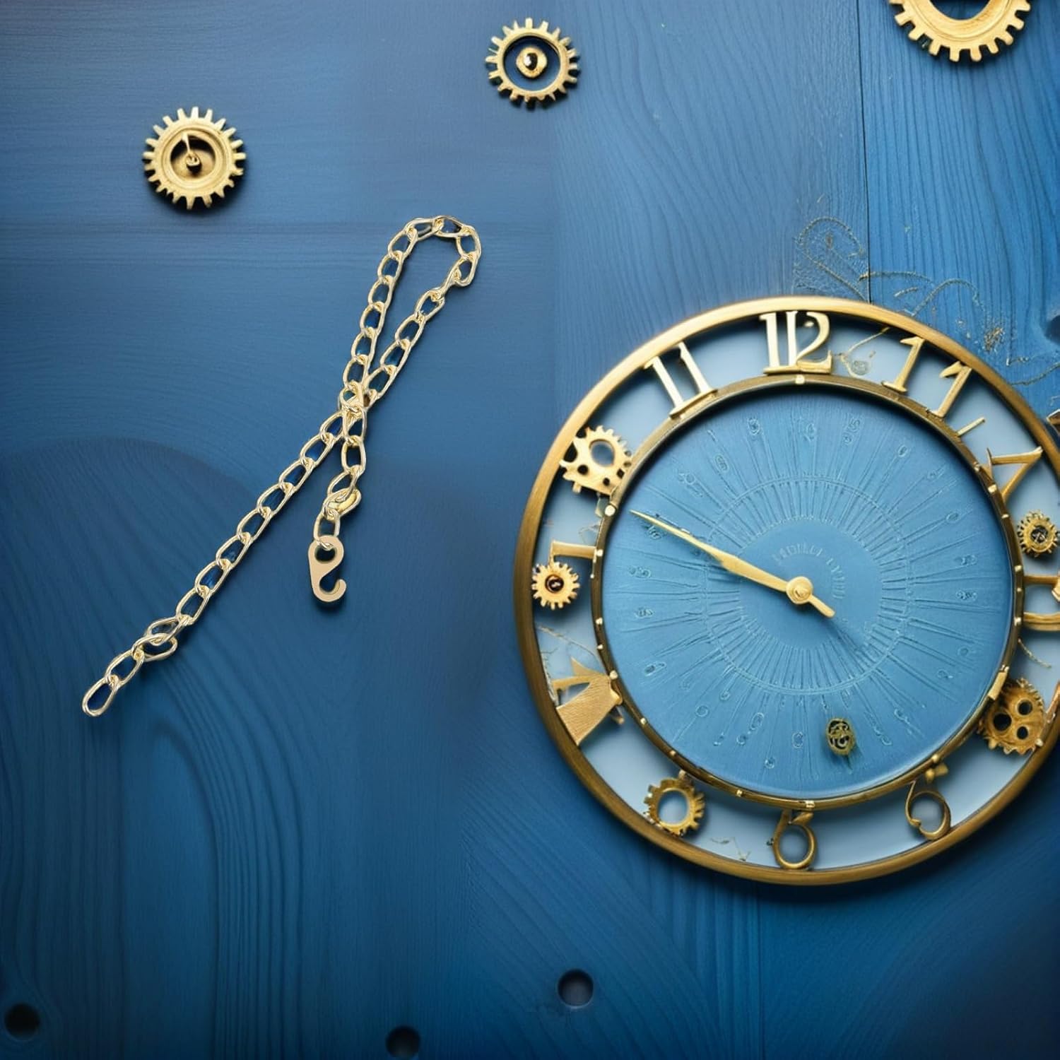 LOGOFUN 4pcs Mechanical Clock Weight Chain Vintage Grandfather Floor Clocks Hanging Replacement Steel with Hook Rings for Repair Decorative Accessories