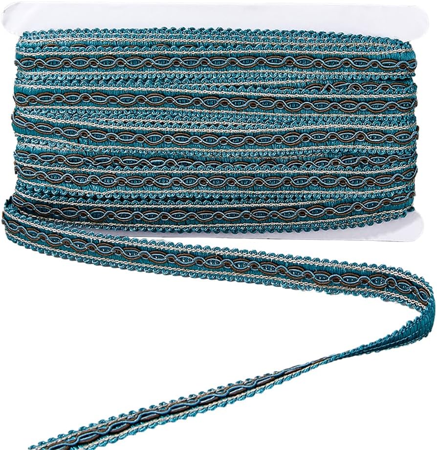 15.8 Yards Gimp Braid Trim 5/8 inch Wide Wave Pattern Polyester Ribbon Polyester Woven Fabric Decorative Trim for Curtain Costume Sewing Jewelry Crafts Embellishment (Light Blue)