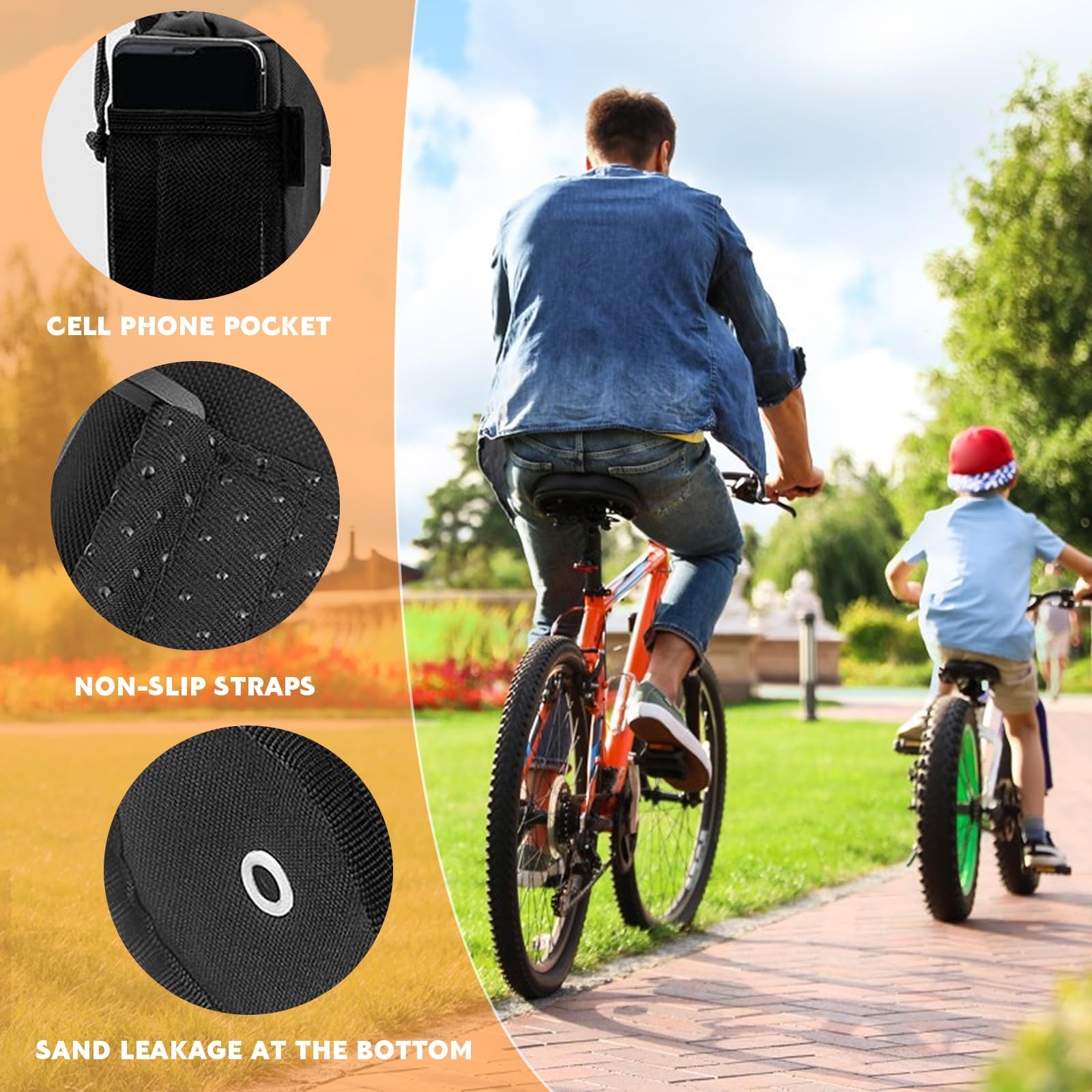 Vueinrg Porte Gourde Vélo Sans Vis – Porte-Bidon VTT Avec Poche Mesh, Fixation Guidon Universelle, Isotherme Pour Bouteille, Poussette, Trottinette, Fauteuil Roulant