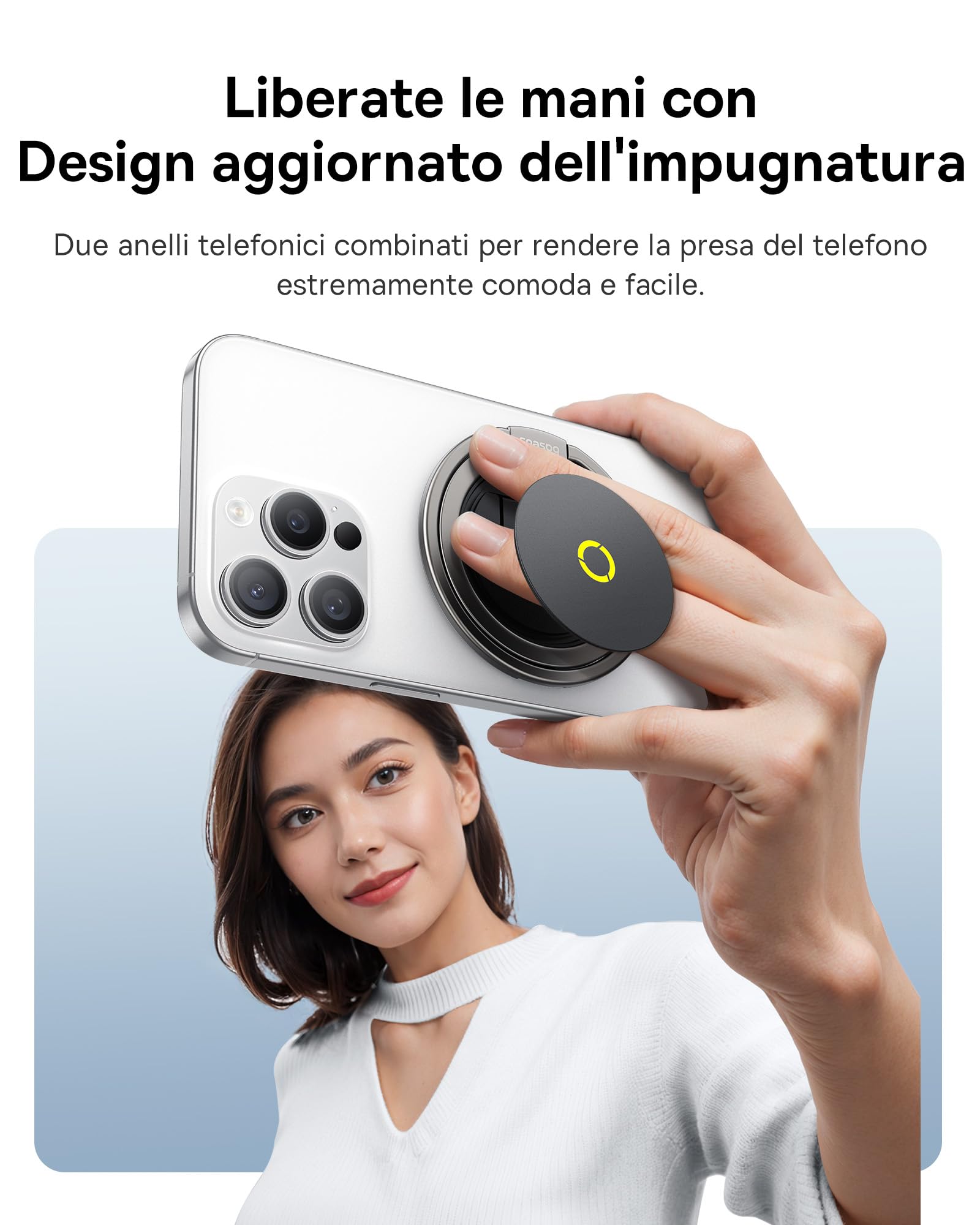Baseus MagPro II Anello magnetico per iPhone per MagSafe, supporto ad anello magnetico 7,5N, supporto per impugnatura a rotazione a 360° per iPhone 17 16 15 14 13 12 Pro Max