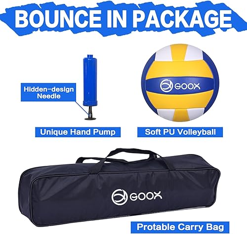 Miniatura 7 de GOOX Juego de 4 redes cuadradas de voleibol, red de voleibol para 4 personas para patio trasero, playa, césped, red de voleibol cuadrada portátil de