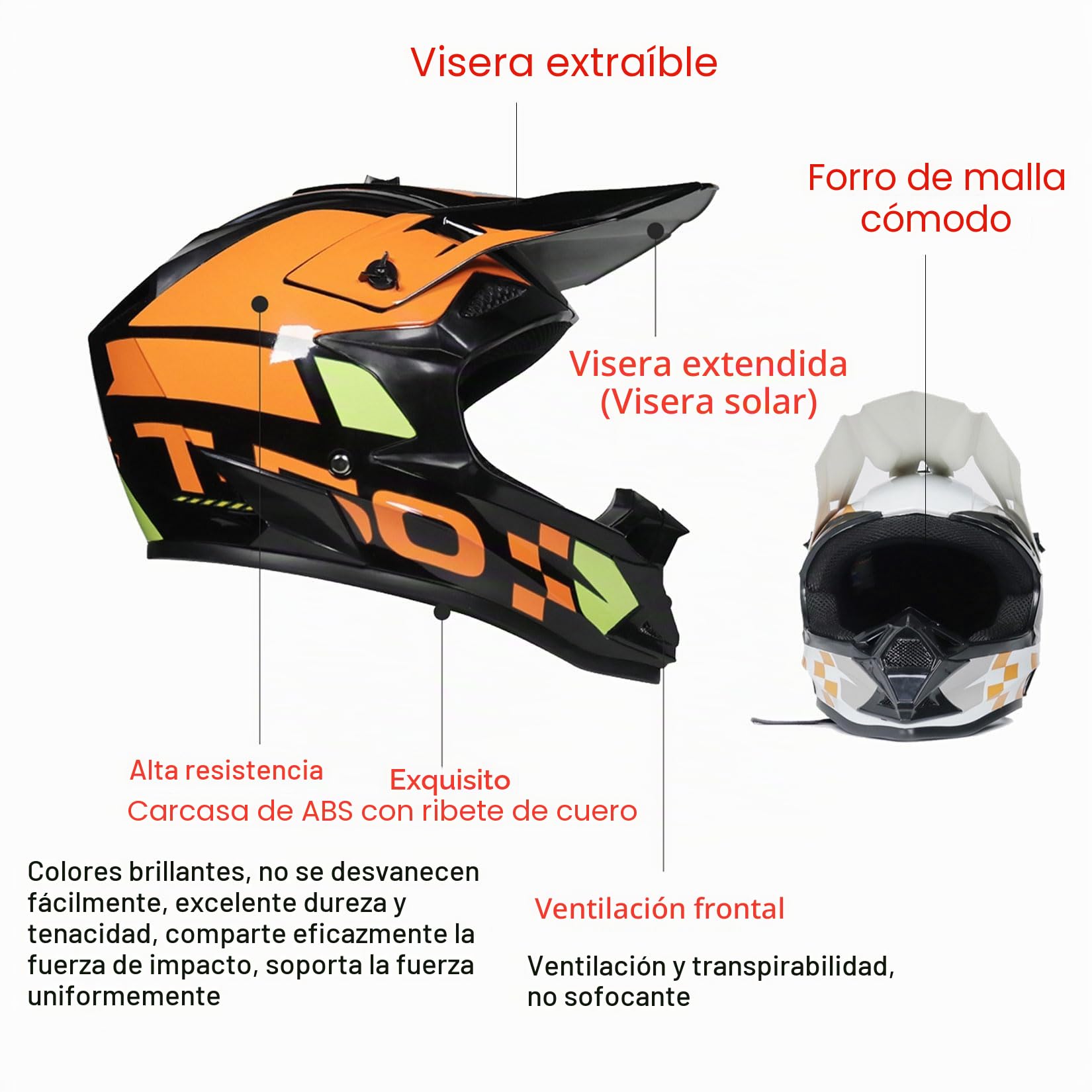 Casco De Motocross Casco MTB Jóvenes Adultos Casco Integral Moto con Gafas Máscara Guantes, Hombre Mujer Casco Descenso para MX Enduro Quad ATV Off Road BMX Scooter,Black-M