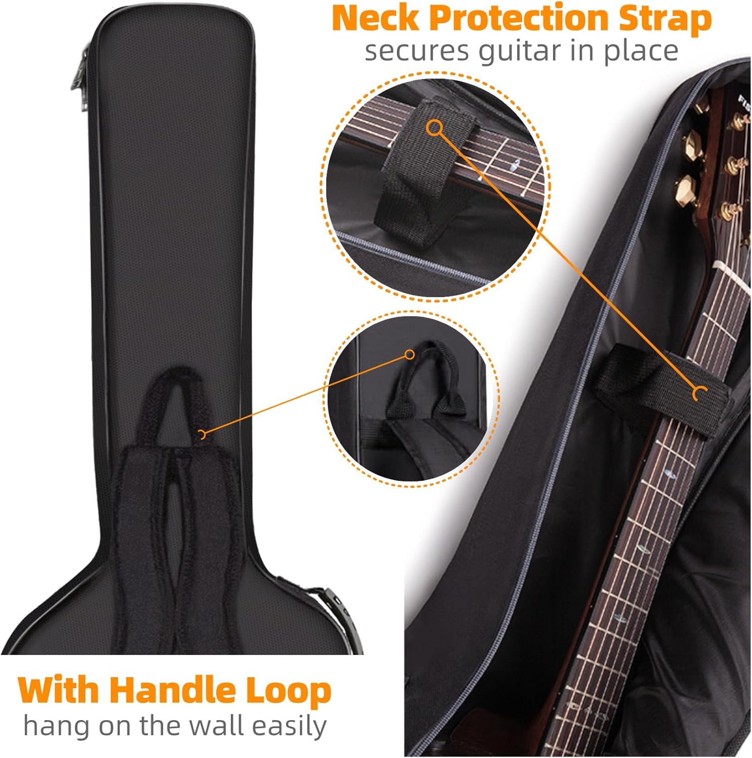 GIGKOUKI Bass Guitar Bag Gig Bag 0.3in Padding Black Padded Waterproof Backpack Soft Electric Bass Case White