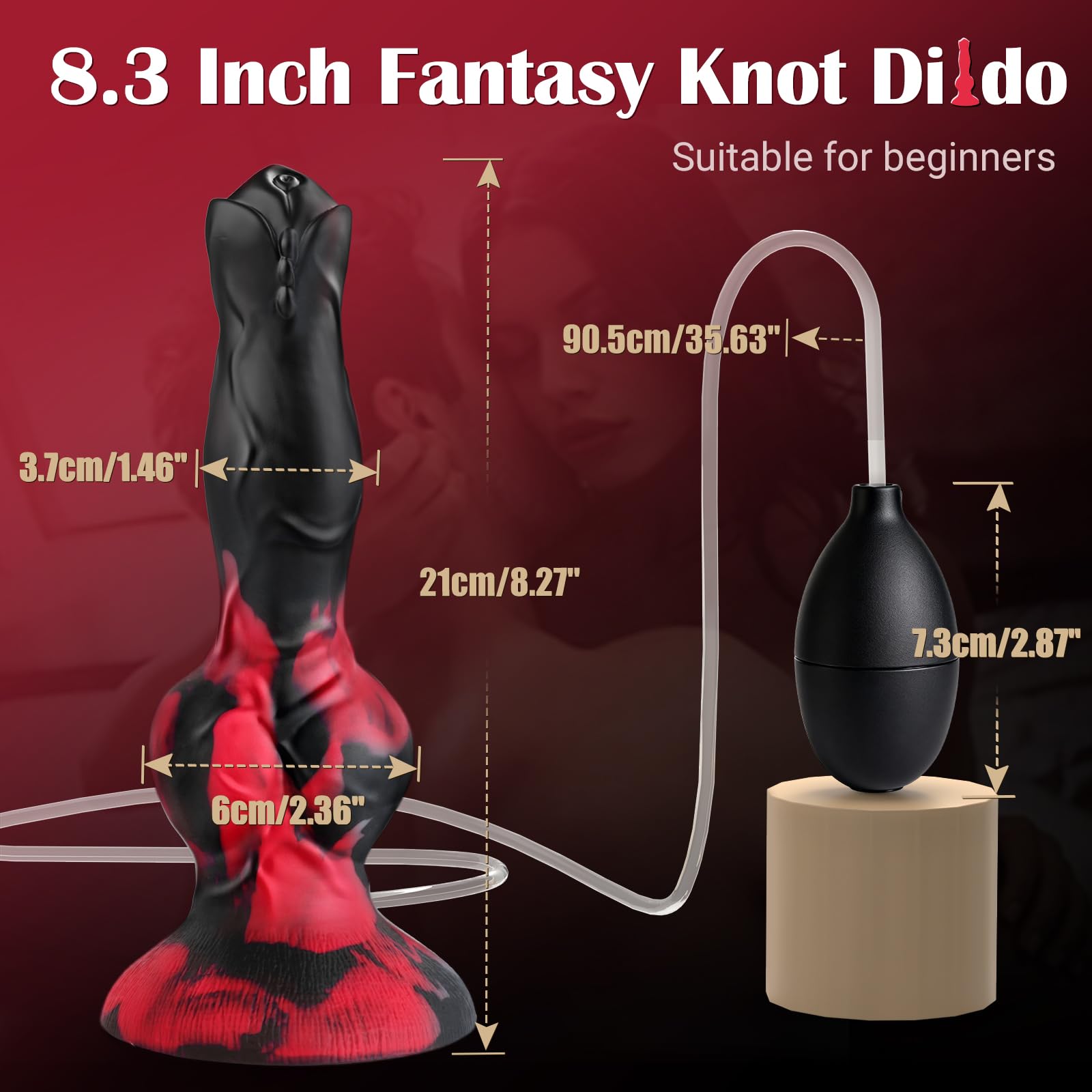 Squirting Monster Dildo Sex Toys, 8.3'' Silicone Ejaculating Fantasy Dildo Soft with 2 Knots, Beginners Dog Cumming Dildos with Suction Cup for G Spot Anal, Adult Sex Toy for Women Men